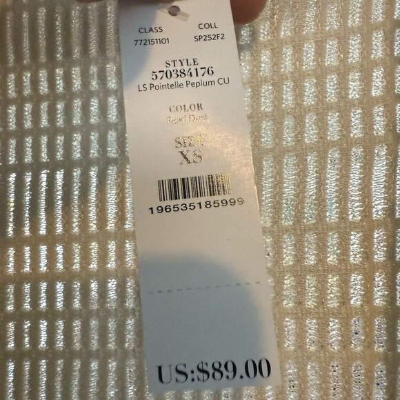 Long Sleeve Pointelle Peplum Sweater Cardigan - Picture 7 of 9